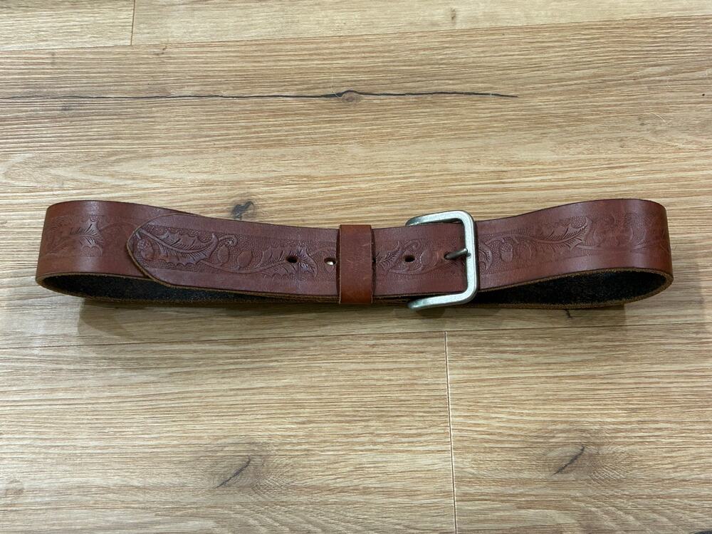 Gap Italian Leather Embossed Brown Belt Boho Western Size 36 -